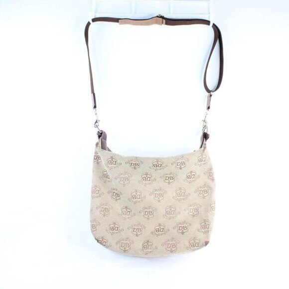 Dooney & Bourke Handbags - Dooney & Bourke Brown Canvas Logo Crossbody Purse Shoulder Bag Medium